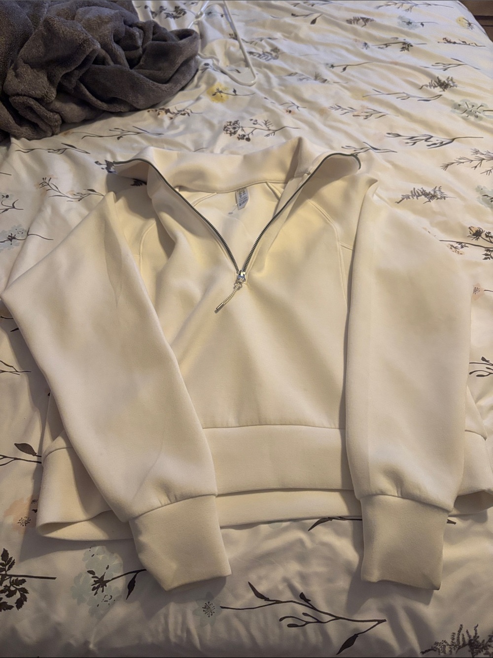 SPANX Cream Half-Zip Crewneck Pullover